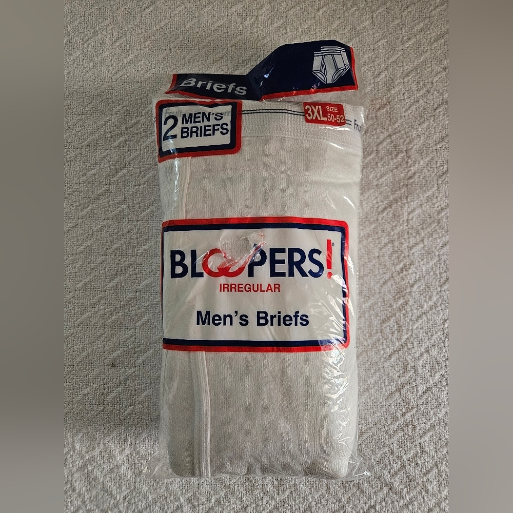 Vintage Fruit Of The Loom Bloopers! Men's Briefs 2pk 3XL White Cotton Original
